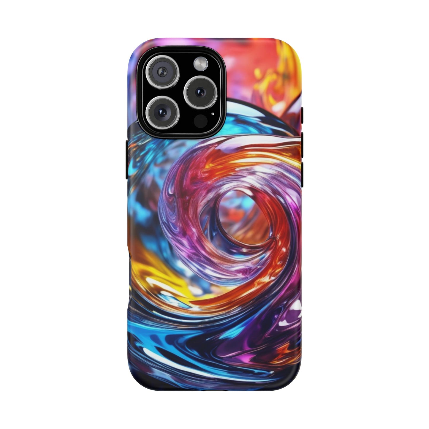 iPhone Tough Case Phone Case for iPhone 14\15\16 – Dual Layer, Matte/Glossy Finish, Wireless Charging CompatibleVibrant Swirl Phone Case - Tough Cases for Protection