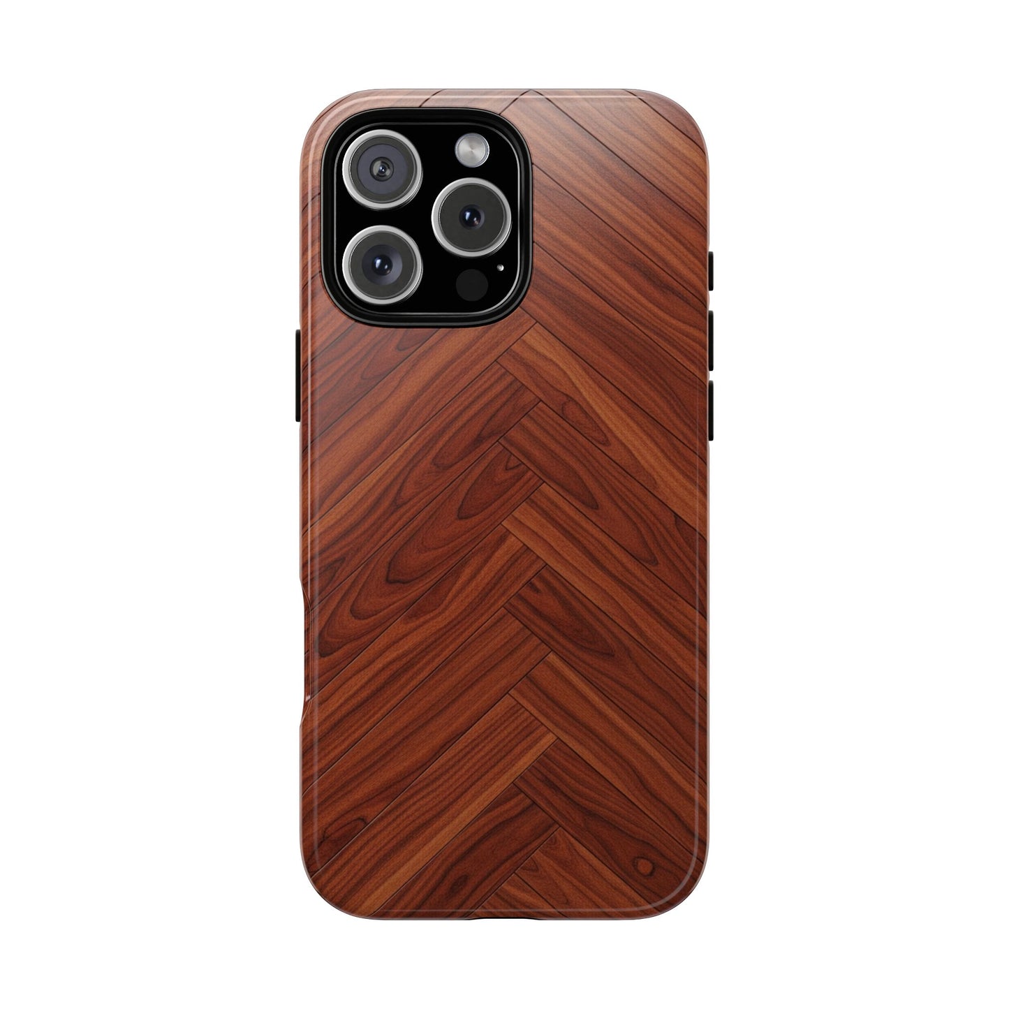 iPhone Tough Cases Phone Cases for iPhone 14\15\16\17 – Dual Layer, Matte/Glossy Finish, Wireless Charging Compatible. Tough Phone Case — Plastic Herringbone Walnut Protective Cover