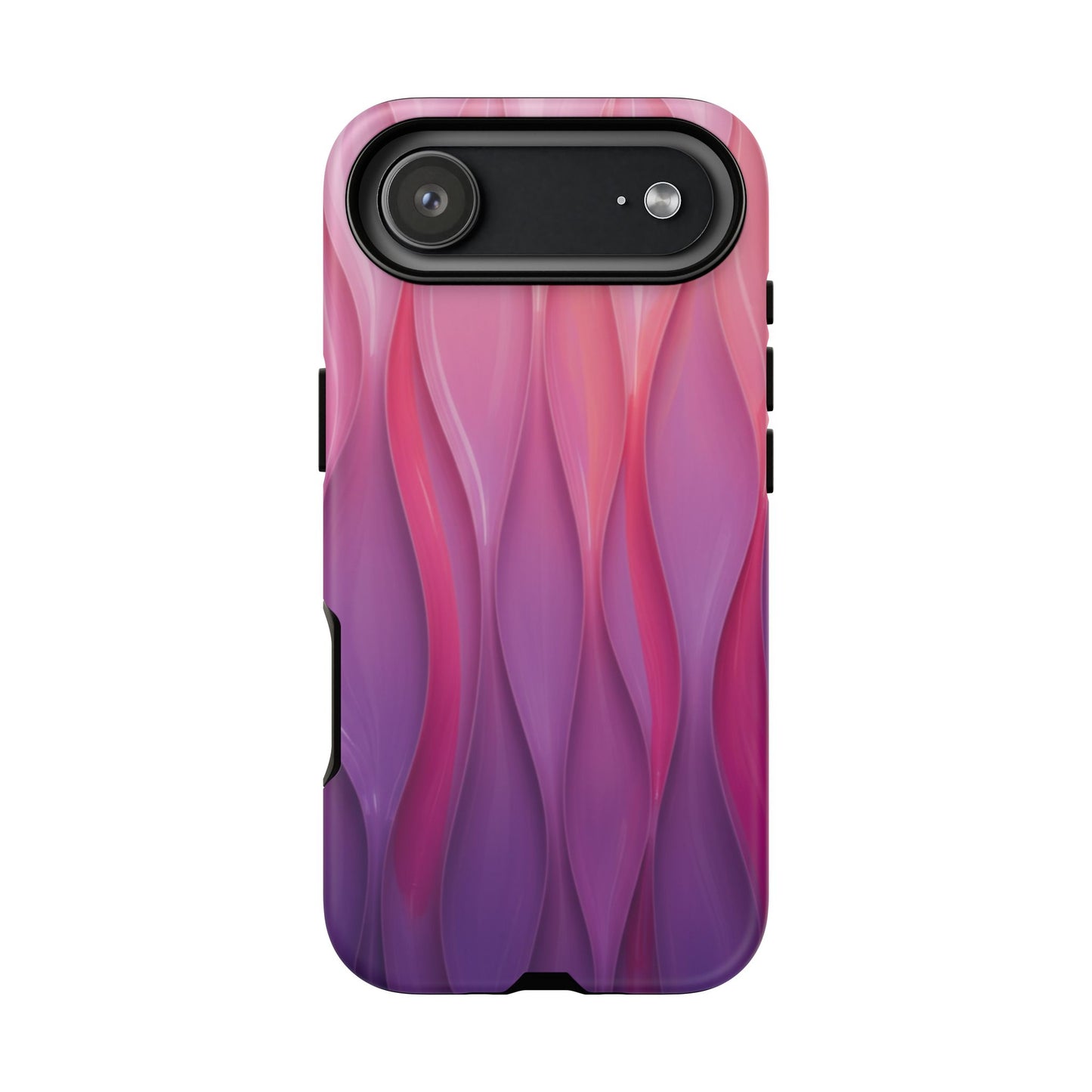 Pink Purple Wave Tough Phone Case. iPhone Tough Cases Phone Cases for iPhone 14\15\16\17 – Dual Layer, Matte/Glossy Finish, Wireless Charging Compatible — Abstract Gradient Protective Cover