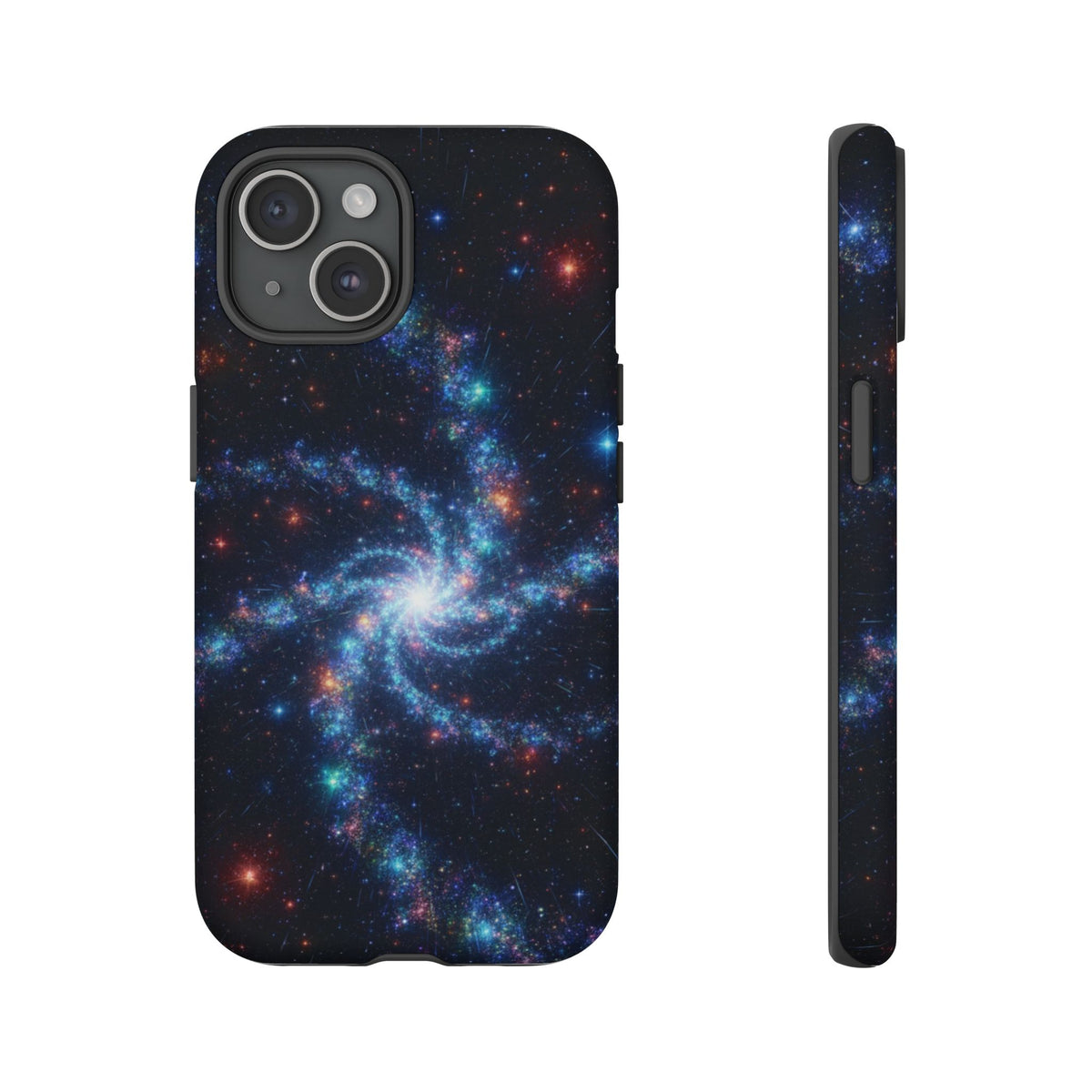 iPhone Tough Cases Phone Cases for iPhone 14\15\16\17\18 – Dual Layer, Matte/Glossy Finish, Wireless Charging Compatible. Galaxy Spiral Tough Phone Case — Cosmic Starfield Protective Cover for iPhone