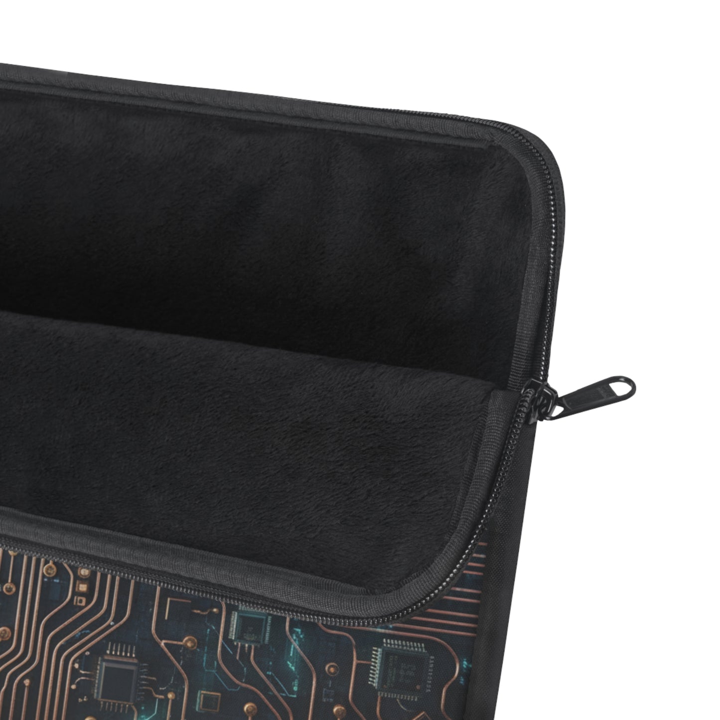 Circuit Board Laptop Sleeve — Tech Microchip Design, printed design evokes the silent hum of processors and data flowing along copper, Tech Accessories