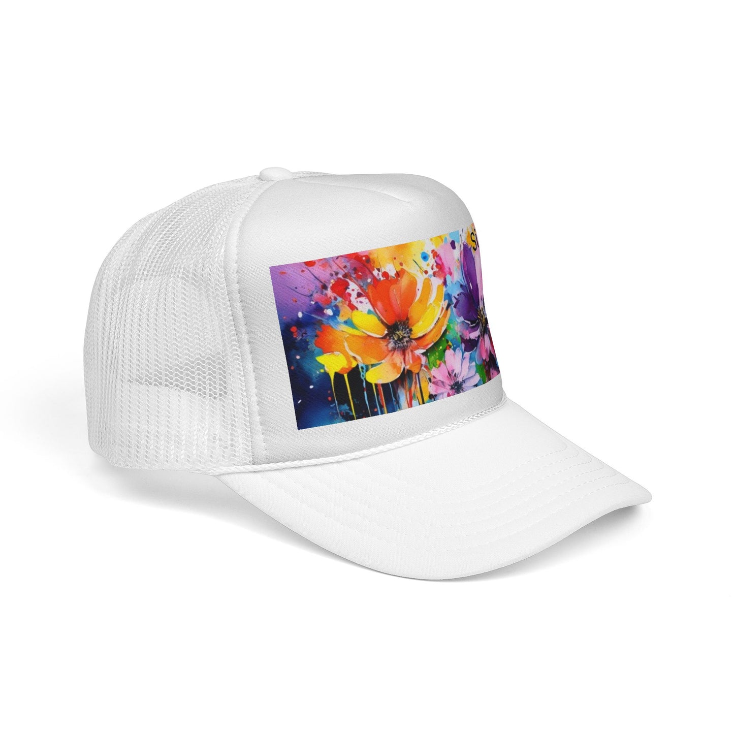 Vibrant Floral Trucker Cap - Colorful Summer Hat for Outdoor Fun