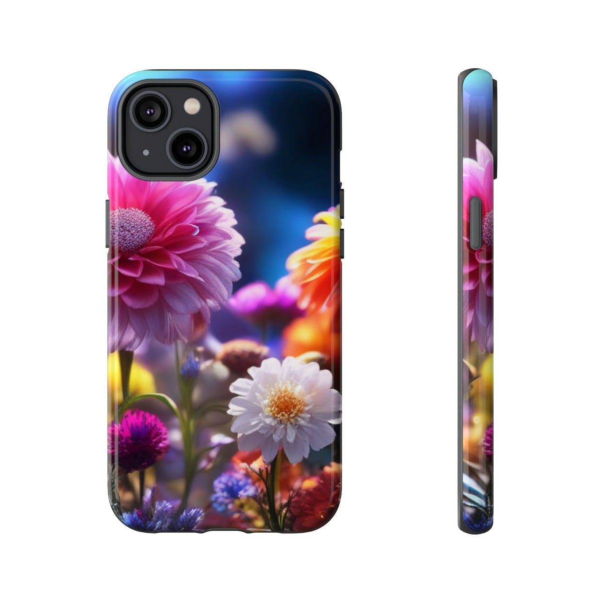 iPhone Tough Cases Phone Cases for iPhone 14\15\16\17 – Dual Layer, Matte/Glossy Finish, Wireless Charging Compatible, Floral Garden Phone Case — Vibrant Bloom Protective iPhone Cover