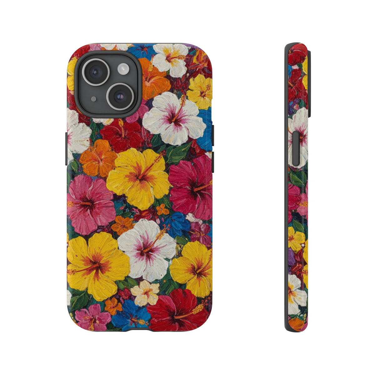 iPhone Tough Cases Phone Cases for iPhone 14\15\16\17 – Dual Layer, Matte/Glossy Finish, Wireless Charging CompatibleFloral Hibiscus Tough Phone Case — Bright Tropical Protection