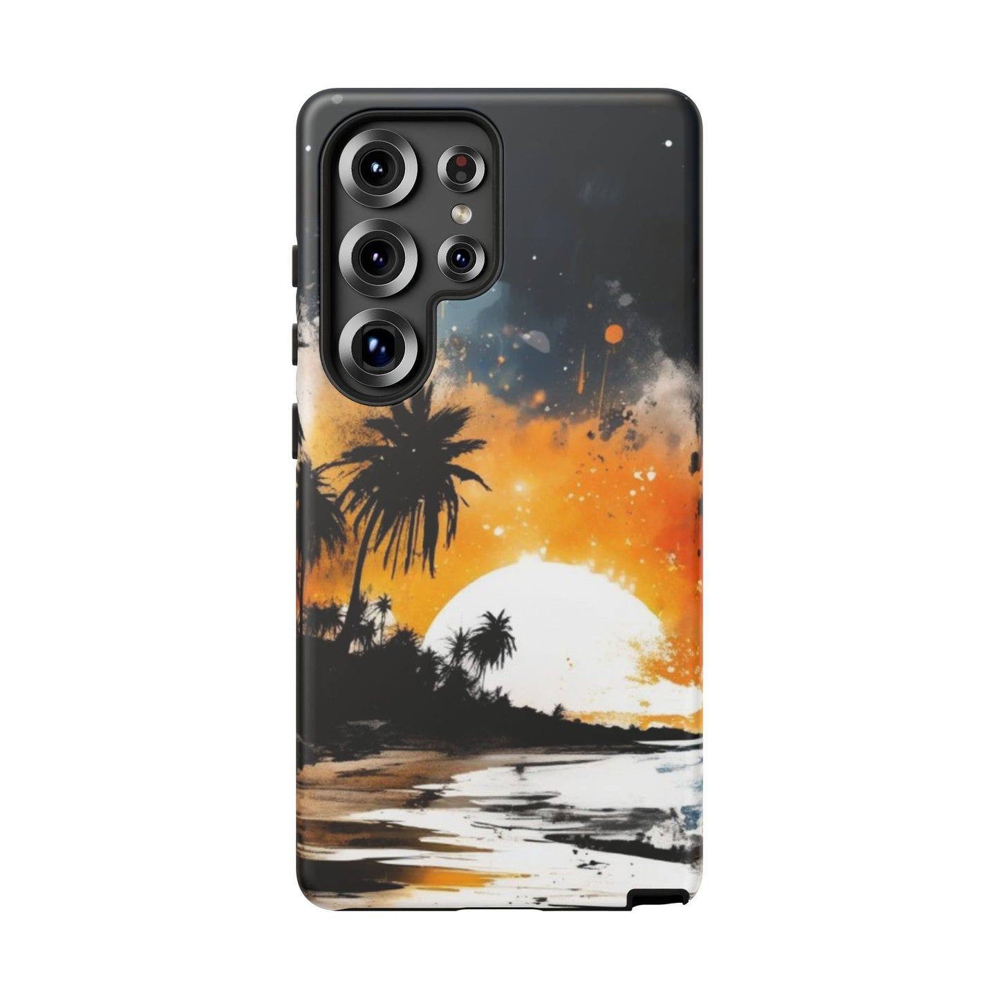Tough Cases Phone Cases for Samsung Galaxy S25/S24/S23 – Dual Layer, Matte/Glossy Finish, Wireless Charging Compatible: Tropical Sunset Phone Case, Customizable iPhone Cover, Summer Vibes Accessory, Beach Lover Gift