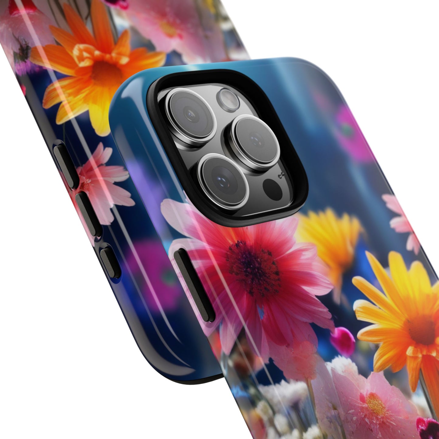 iPhone Tough Cases Phone Cases for iPhone 14\15\16\17– Dual Layer, Matte/Glossy Finish, Wireless Charging Compatible, Floral Garden Phone Case — Vibrant Spring Flowers Protective iPhone Case