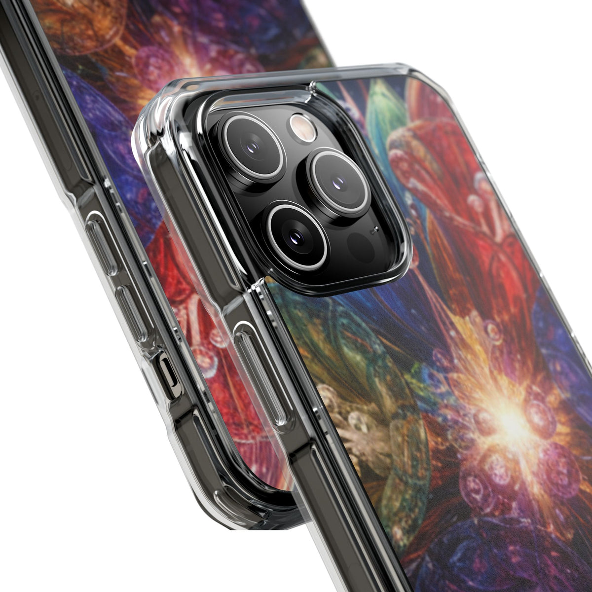 Magnetic Impact Phone Case for iPhone 17/16/15/14, Magnetic Clear Phone Case — Cosmic Abstract Art Impact Case