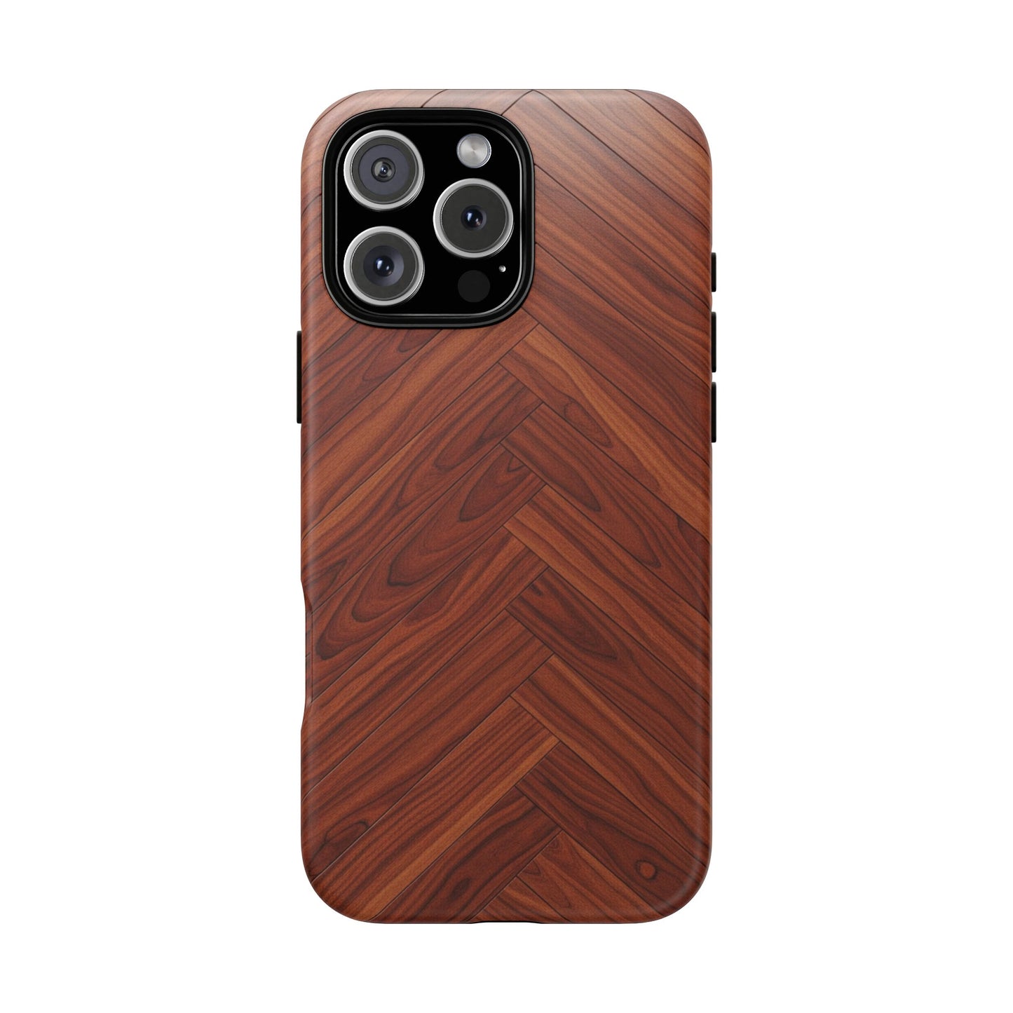 iPhone Tough Cases Phone Cases for iPhone 14\15\16\17 – Dual Layer, Matte/Glossy Finish, Wireless Charging Compatible. Tough Phone Case — Plastic Herringbone Walnut Protective Cover