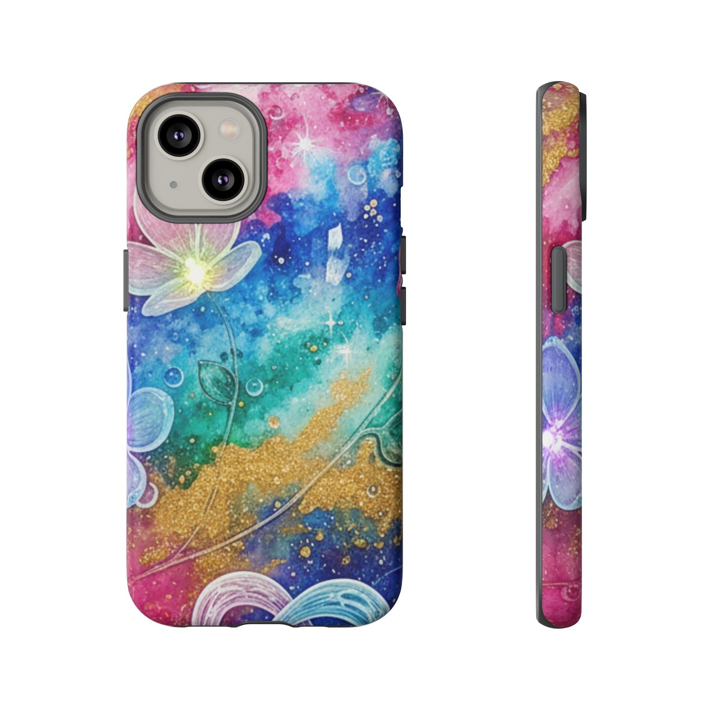 iPhone Tough Cases, iPhone 17 phone case, Phone Cases for iPhone 14\15\16\17 – Dual Layer, Matte/Glossy Finish, Wireless Charging Compatible, Galaxy Floral Tough Phone Case — Colorful Bubbles Design