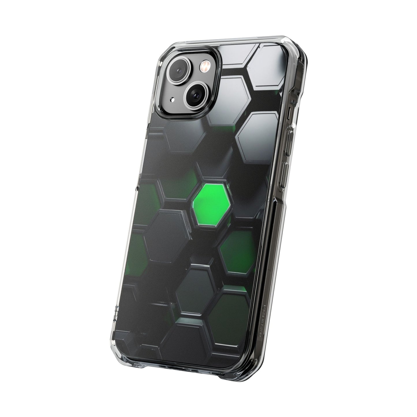 Magnetic Impact Phone Case for iPhone 16/15/14, Hexagon Pattern Magnetic Clear Impact Case, Stylish Phone Accessory, Gift for Tech Lovers, Durable Protection, Customizable Designs