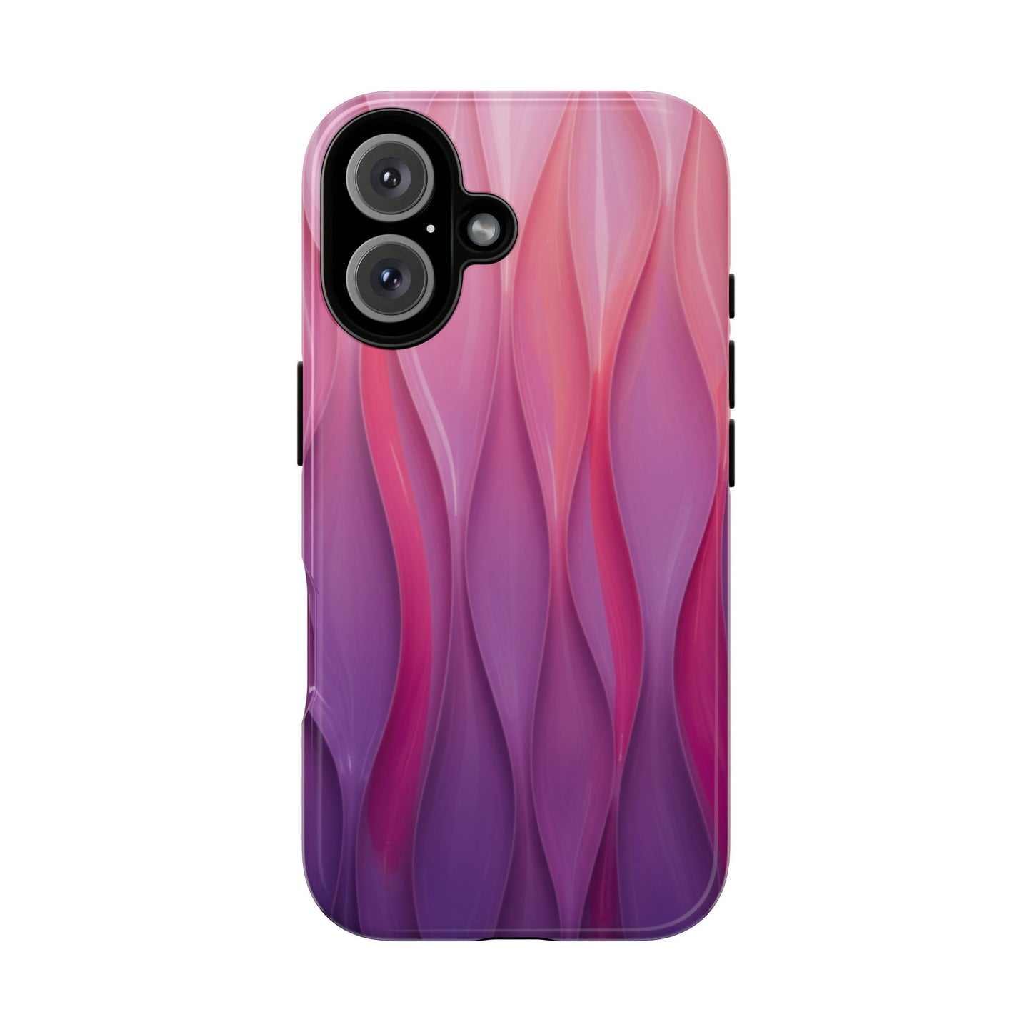 Pink Purple Wave Tough Phone Case. iPhone Tough Cases Phone Cases for iPhone 14\15\16\17 – Dual Layer, Matte/Glossy Finish, Wireless Charging Compatible — Abstract Gradient Protective Cover