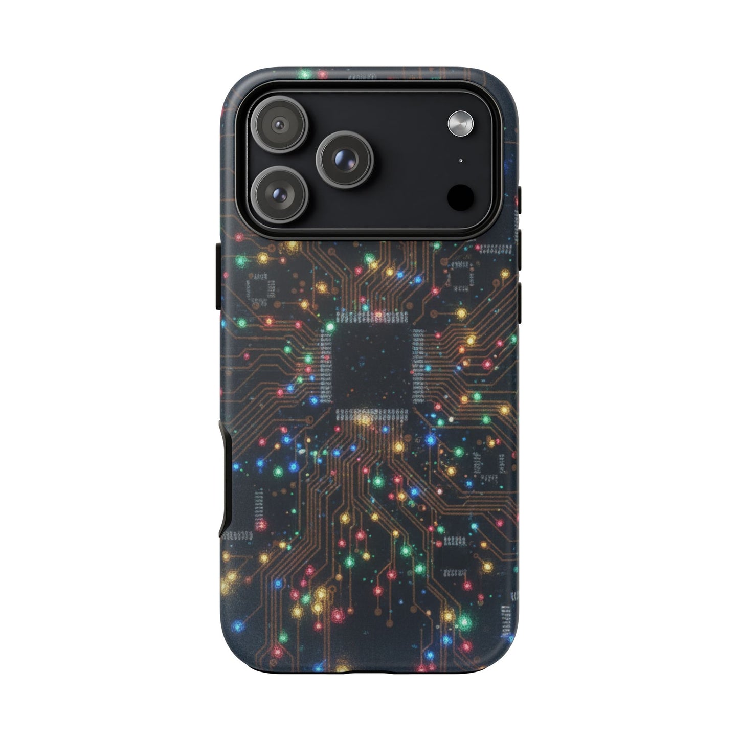 iPhone Tough Cases Phone Cases for iPhone 14\15\16\17 – Dual Layer, Matte/Glossy Finish, Wireless Charging Compatible, Circuit Board Phone Case – Colorful Microchip Tech Design, Durable Tough Case