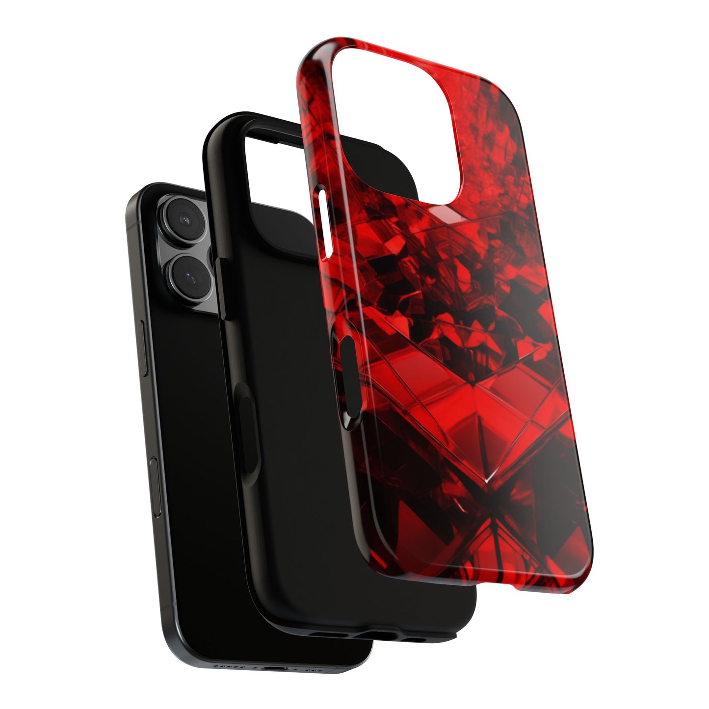 Red Crystal Design Phone Case for iPhone 17/16/15/14 - Tough, Stylish Protection