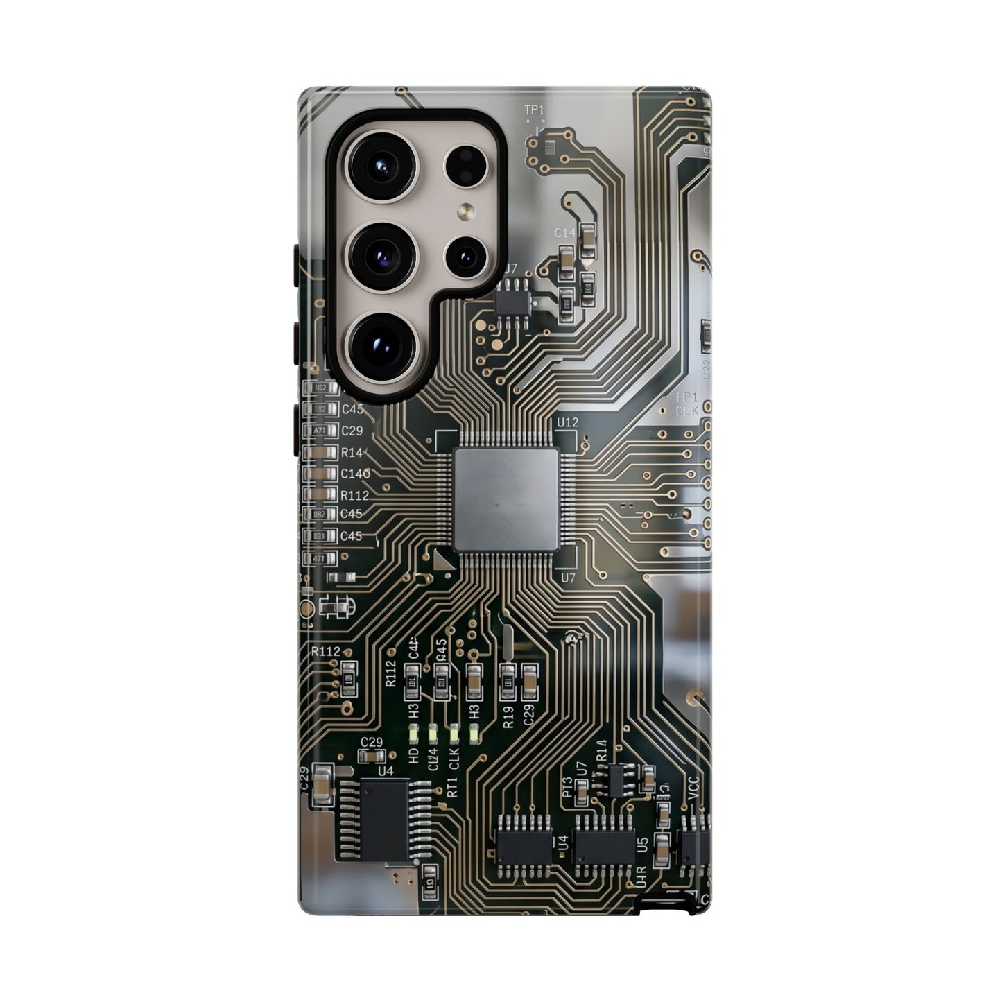 Tough Cases Phone Cases for Samsung Galaxy S25/S24/S23/S22 – Dual Layer, Matte/Glossy Finish, Wireless Charging Compatible, Circuit Board Phone Case — Tech Circuitry Protective Phone Cover