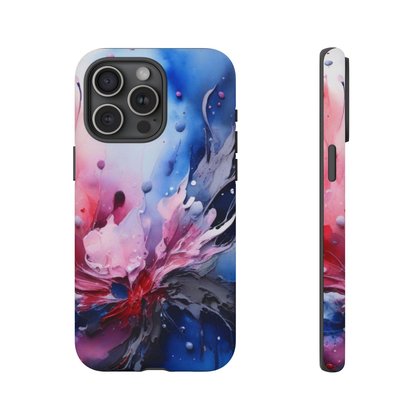 Tough Case — Abstract Pink & Blue Phone Case. iPhone Tough Cases Phone Cases for iPhone 17/16/15/14 – Dual Layer, Matte/Glossy Finish, Wireless Charging Compatible