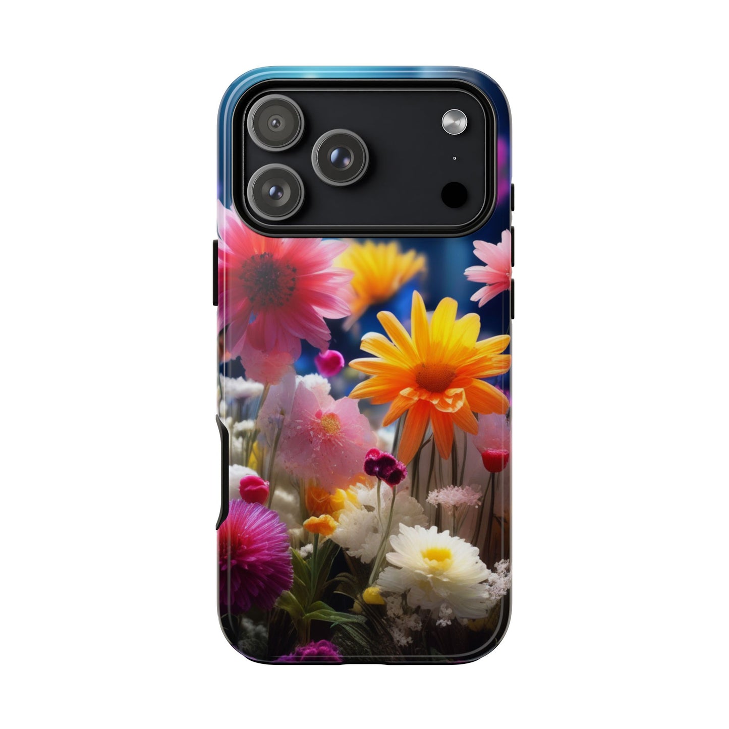 iPhone Tough Cases Phone Cases for iPhone 14\15\16\17– Dual Layer, Matte/Glossy Finish, Wireless Charging Compatible, Floral Garden Phone Case — Vibrant Spring Flowers Protective iPhone Case