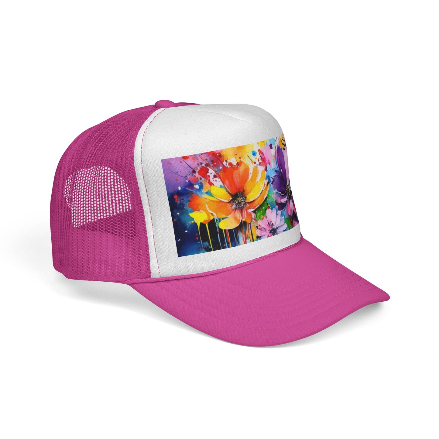Vibrant Floral Trucker Cap - Colorful Summer Hat for Outdoor Fun
