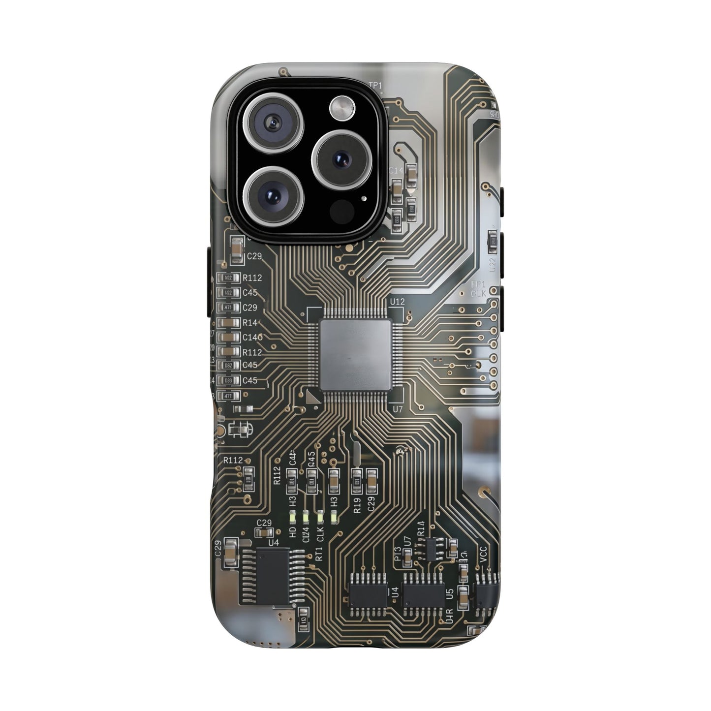 iPhone Tough Cases Phone Cases for iPhone 14\15\16\17 – Dual Layer, Matte/Glossy Finish, Wireless Charging Compatible. Circuit Board Tough Phone Case — Tech-Inspired Protective iPhone Cover