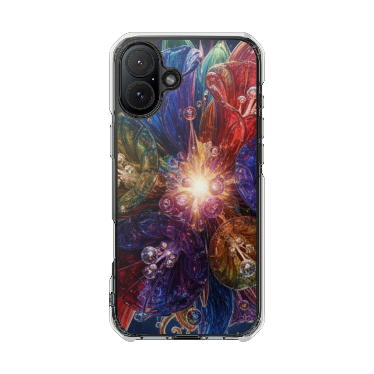 Magnetic Impact Phone Case for iPhone 17/16/15/14, Magnetic Clear Phone Case — Cosmic Abstract Art Impact Case