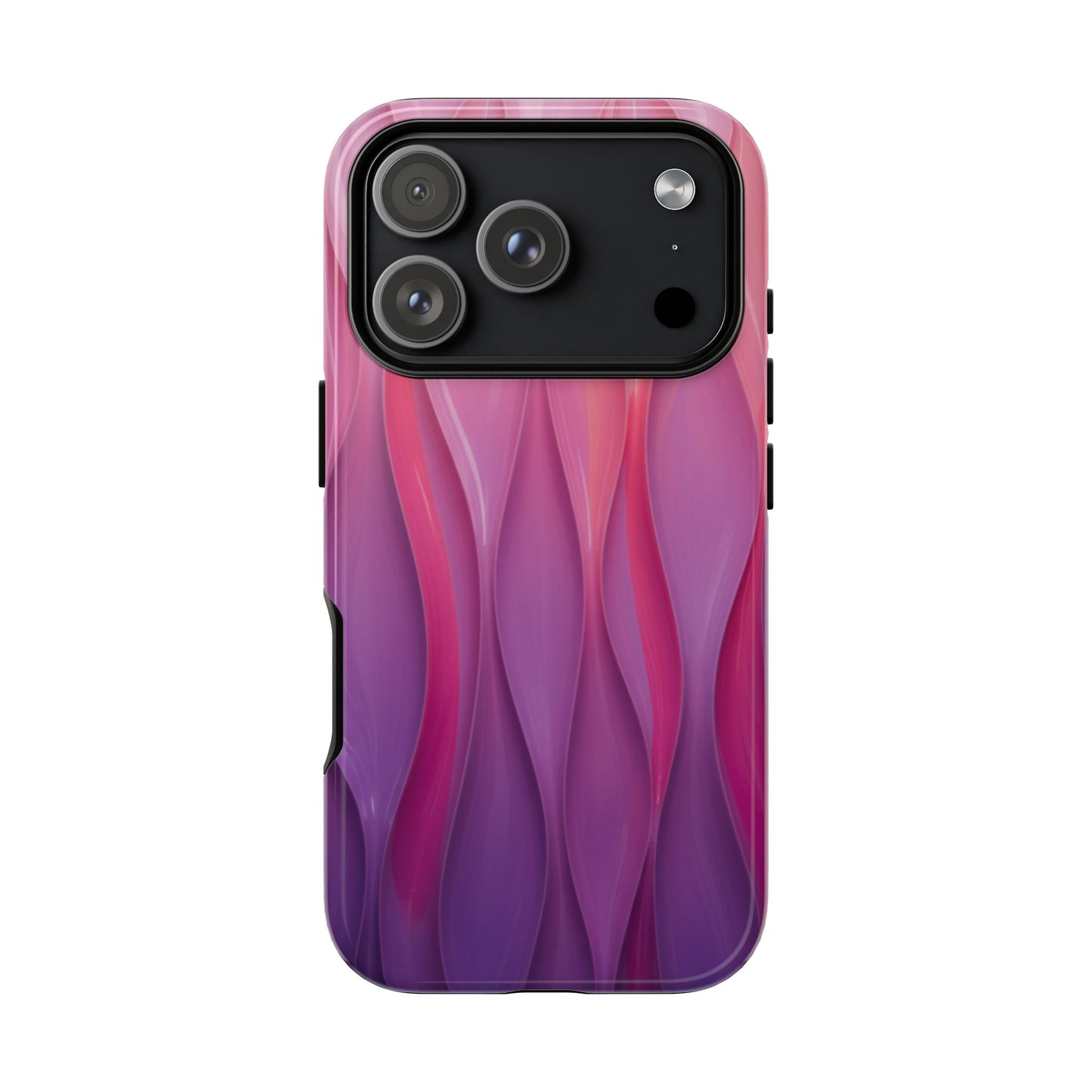 Pink Purple Wave Tough Phone Case. iPhone Tough Cases Phone Cases for iPhone 14\15\16\17 – Dual Layer, Matte/Glossy Finish, Wireless Charging Compatible — Abstract Gradient Protective Cover
