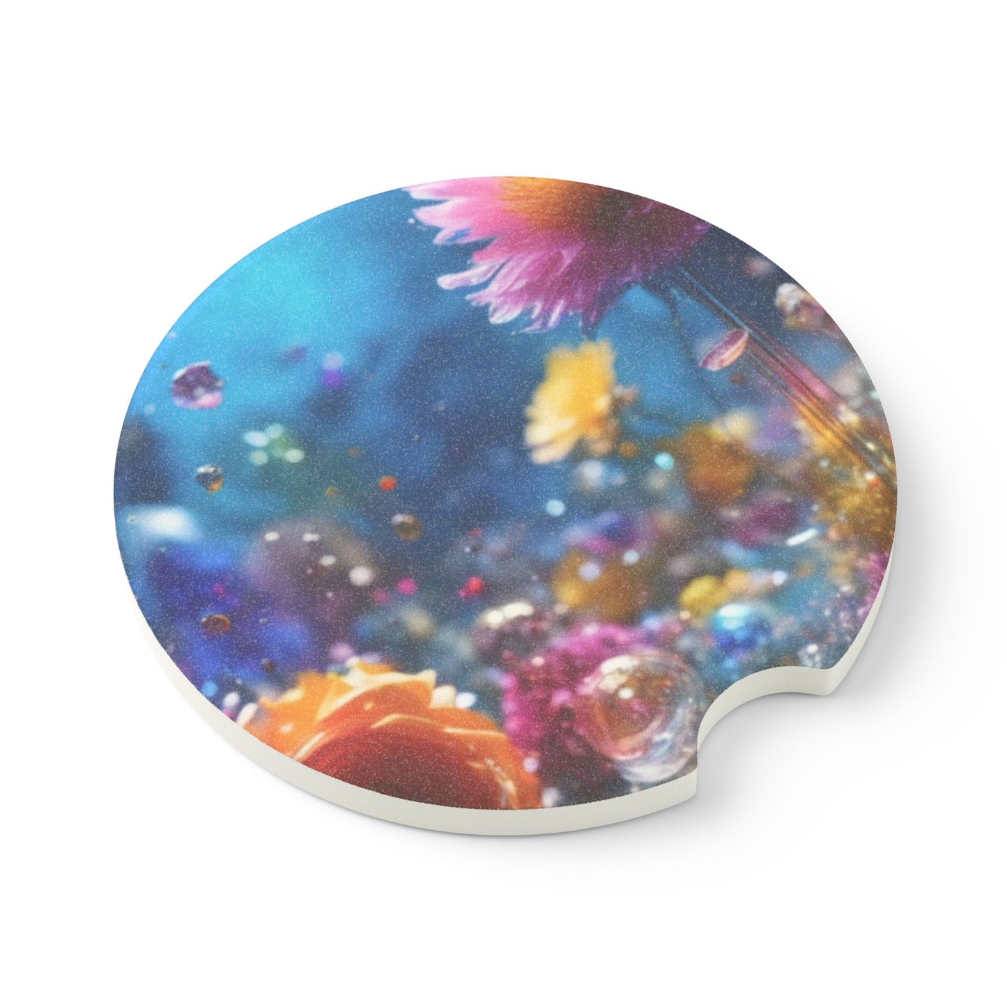 Soapstone Car Coaster — Dreamy Floral Galaxy Car Cup Holder Coaster