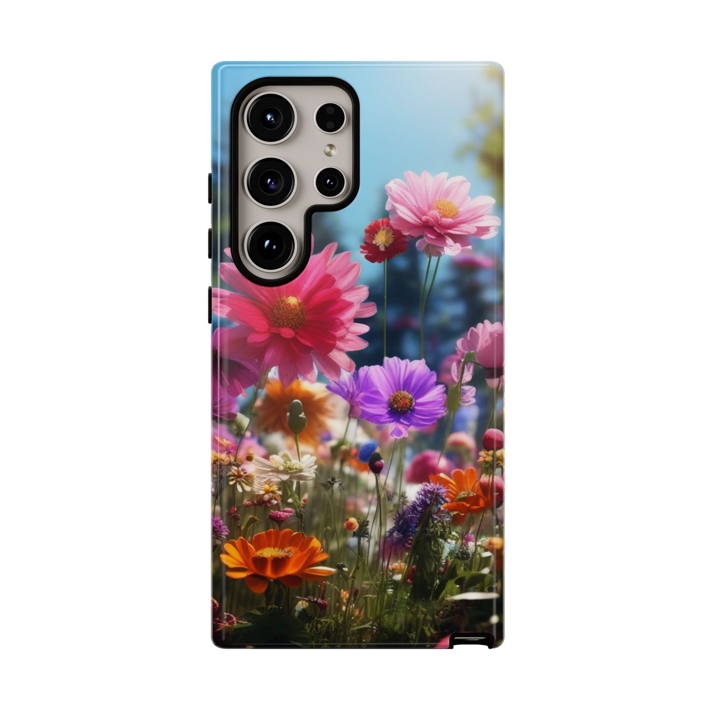 Tough Cases Phone Cases for Samsung Galaxy S25/S24/S23 – Dual Layer, Matte/Glossy Finish, Wireless Charging Compatible, Floral Meadow Tough Phone Case – Colorful Wildflower Protective Cover