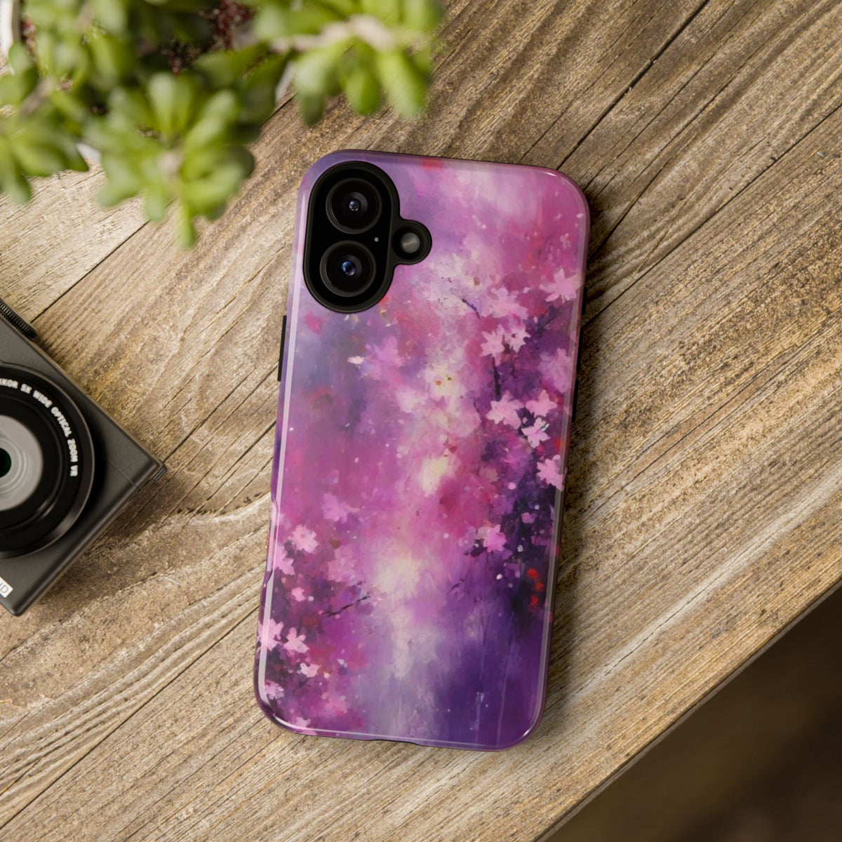 iPhone Tough Case Phone Case for iPhone 14\15\16 – Dual Layer, Matte/Glossy Finish, Wireless Charging Compatible, Cherry Blossom Phone Case