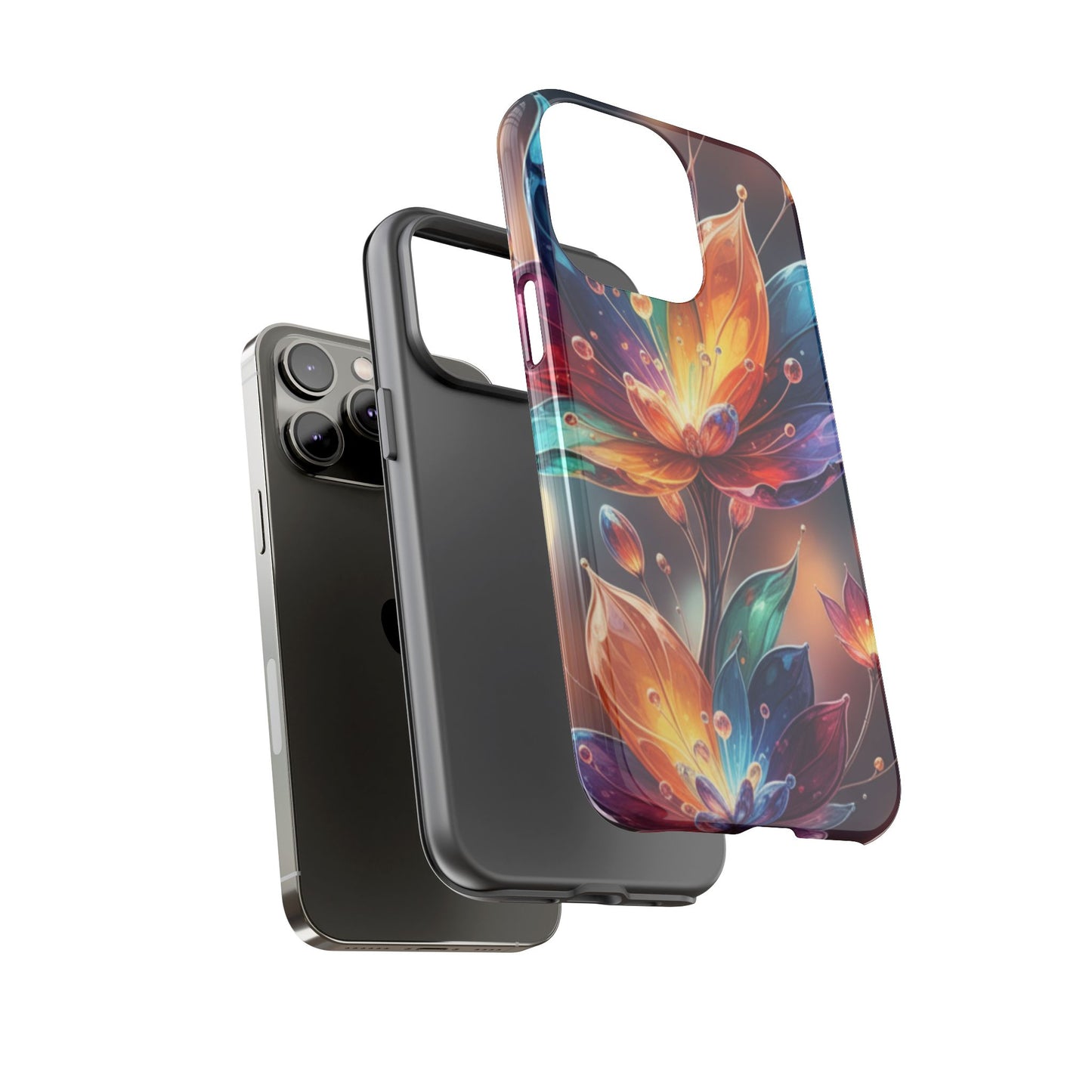 iPhone Tough Cases Phone Cases for iPhone 14\15\16\17 – Dual Layer, Matte/Glossy Finish, Wireless Charging Compatible — Vibrant Floral Lotus Phone Case