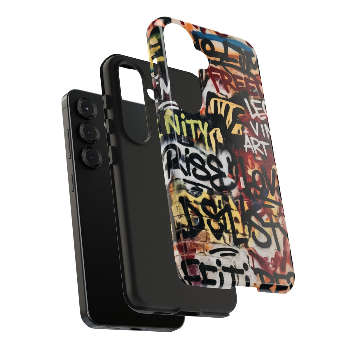 Tough Cases Phone Cases for Samsung Galaxy S26/S25/S24 – Dual Layer, Matte/Glossy Finish, Wireless Charging Compatible. Graffiti Phone Case