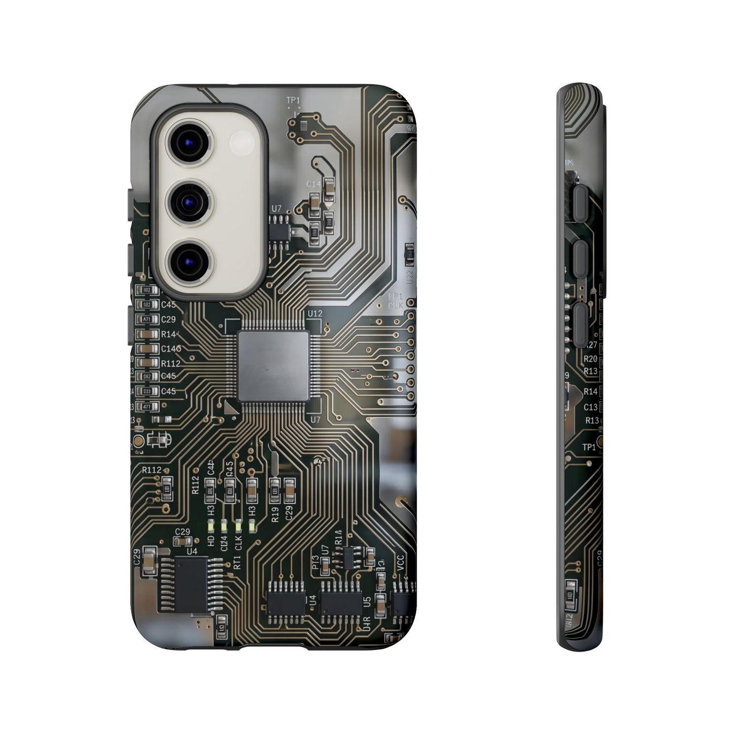 Tough Cases Phone Cases for Samsung Galaxy S25/S24/S23/S22 – Dual Layer, Matte/Glossy Finish, Wireless Charging Compatible, Circuit Board Phone Case — Tech Circuitry Protective Phone Cover