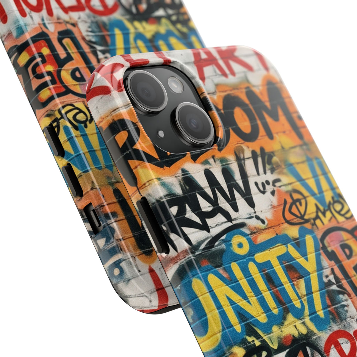 iPhone Tough Cases Phone Cases for iPhone 15\16\17\18 – Dual Layer, Matte/Glossy Finish, Wireless Charging Compatible. Urban Graffiti Tough Phone Case – Colorful Street Art Design