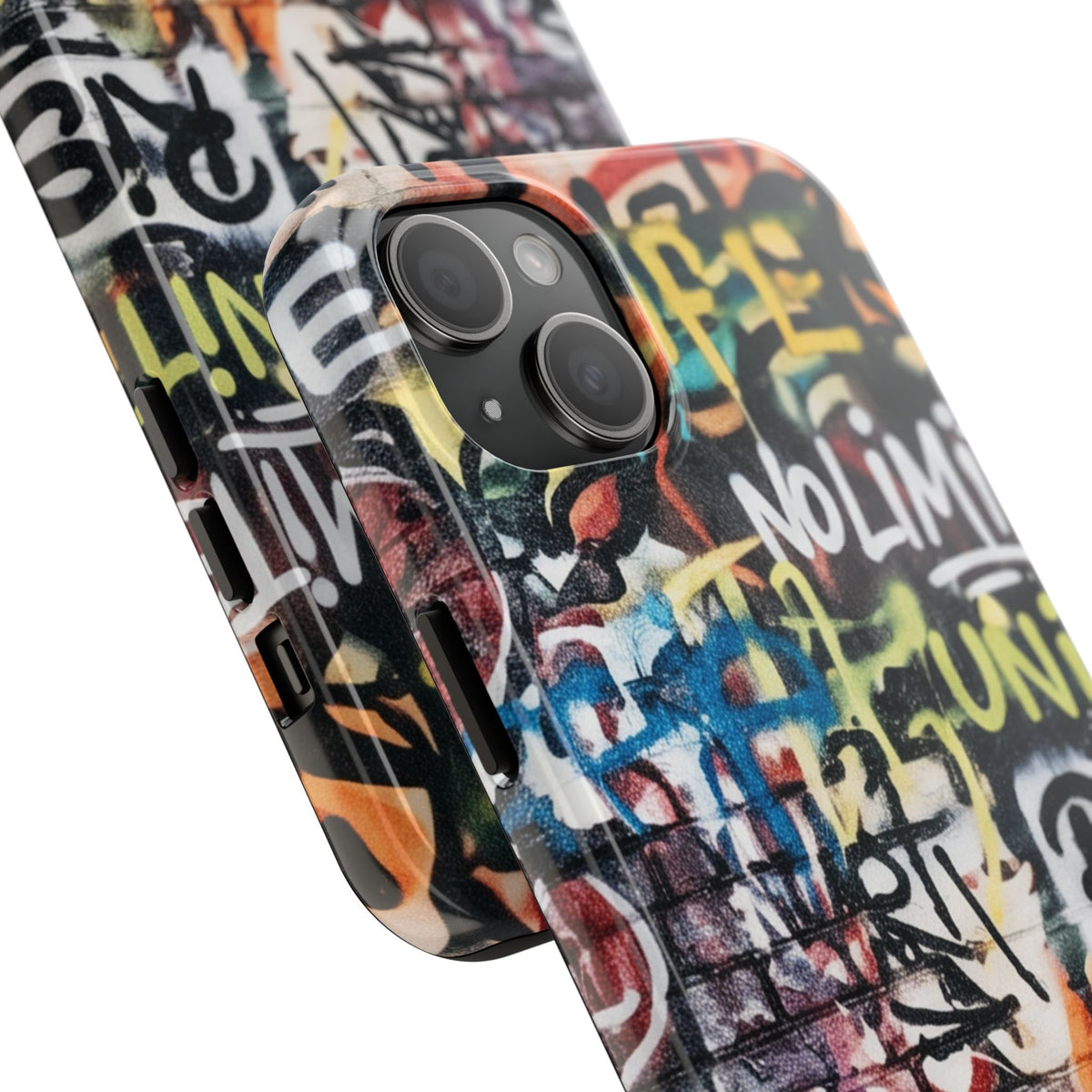 iPhone Tough Cases Phone Cases for iPhone 15\16\17\18 – Dual Layer, Matte/Glossy Finish, Wireless Charging Compatible. Graffiti Tough Phone Case