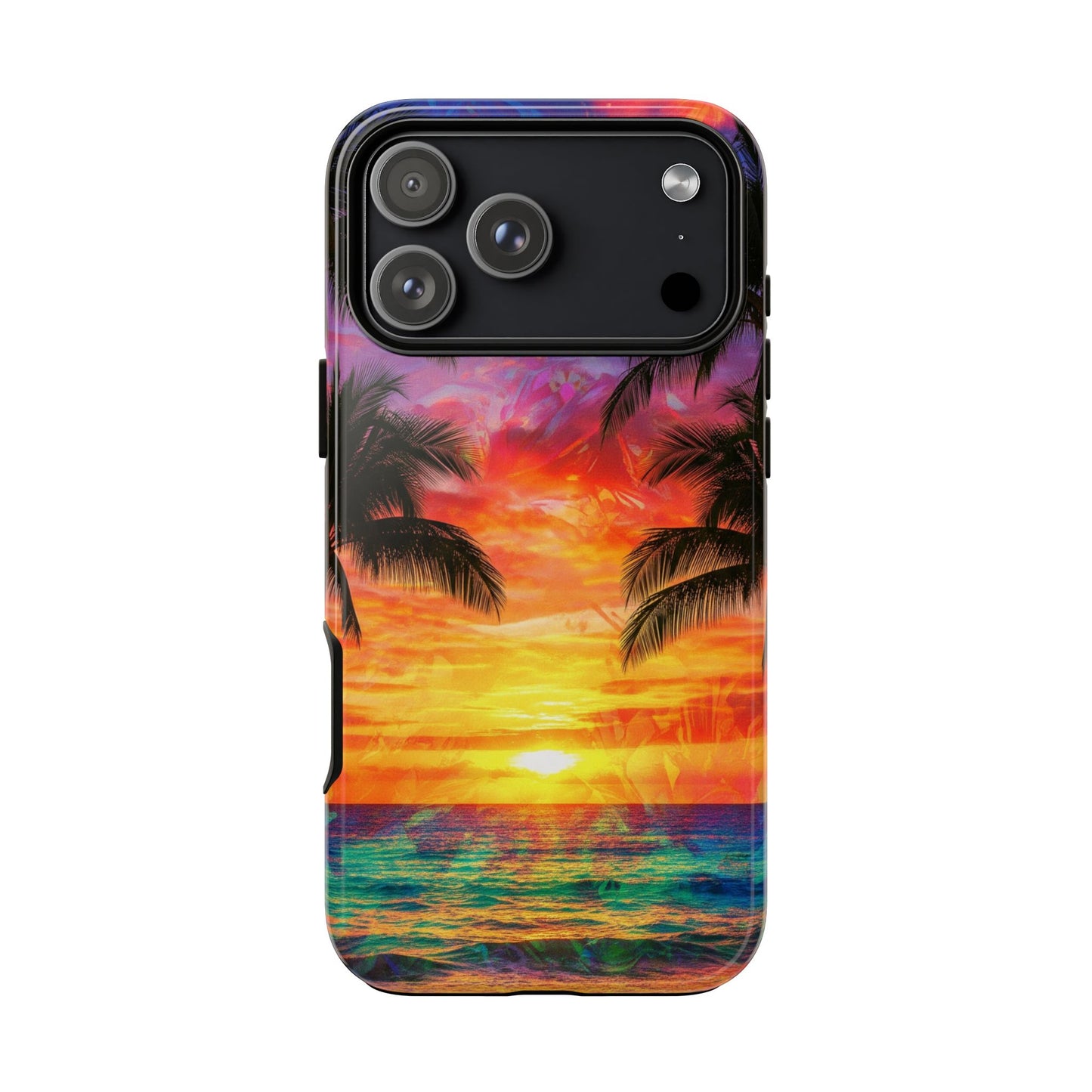 iPhone Tough Cases Phone Cases for iPhone 14\15\16\17. Tropical Sunset Phone Case — Palm Tree Beach Protective Cover