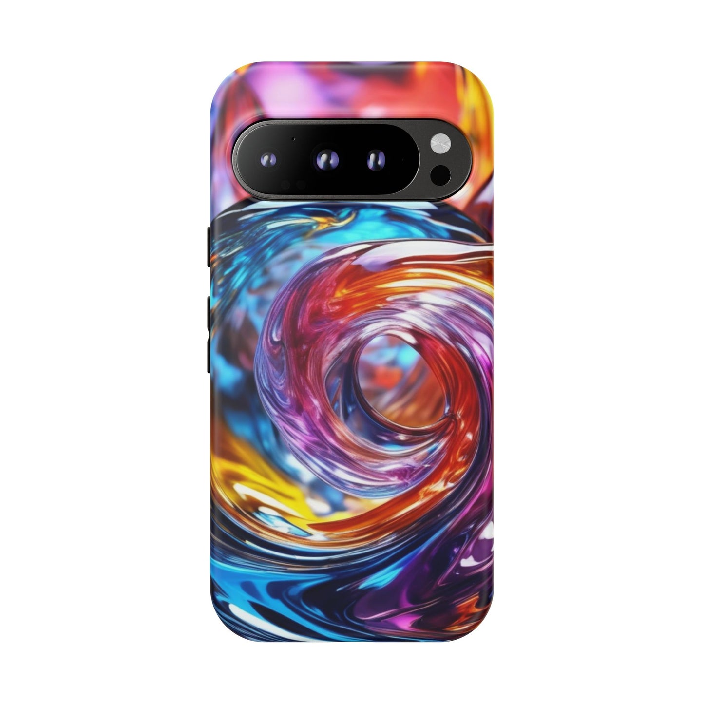 Tough Case Phone Case for Google Pixel 9/9Pro– Dual Layer, Matte/Glossy Finish, Wireless Charging Compatible, Artistic Phone Case with Colorful Swirl Design