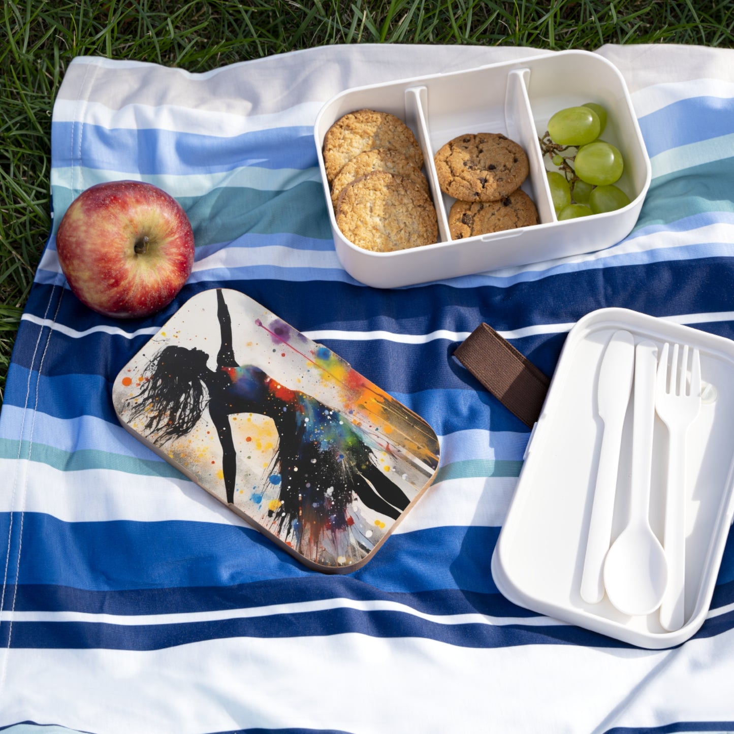 Artistic Dance Silhouette Bento Lunch Box — Color Splash Dancer Design