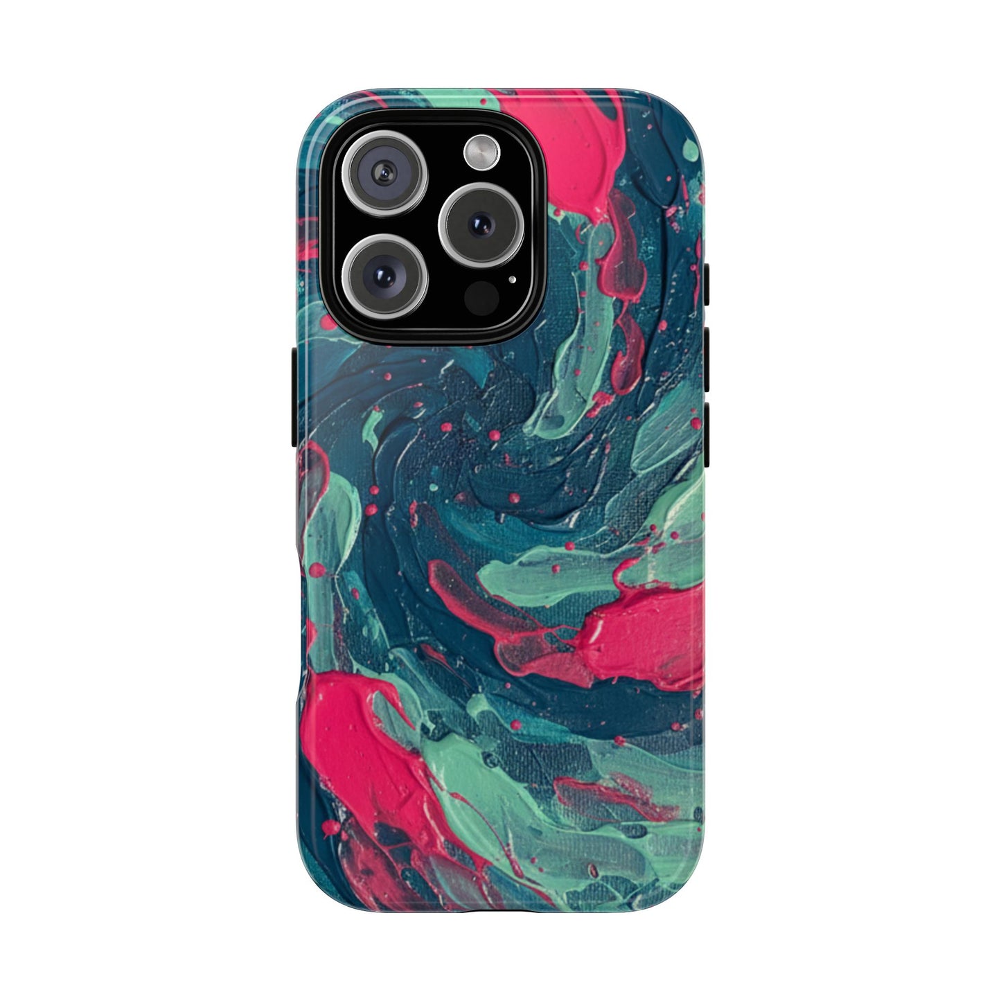 iPhone Tough Cases Phone Cases for iPhone 14\15\16\17 – Dual Layer, Matte/Glossy Finish, iPhone 17 case for sale, Wireless Charging Compatible, Marbled Teal & Fuchsia Tough Phone Case