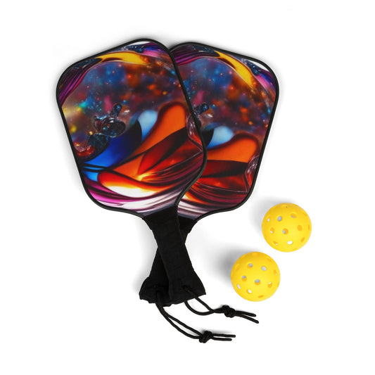 Pickleball Kit – Durable Wooden Paddles, Portable Set with Balls & Carry Bag for All Skill Levels - Perfect for Outdoor Fun! Vibrant Pickleball Paddle Set with Balls - Eye-Catching Sports Kit