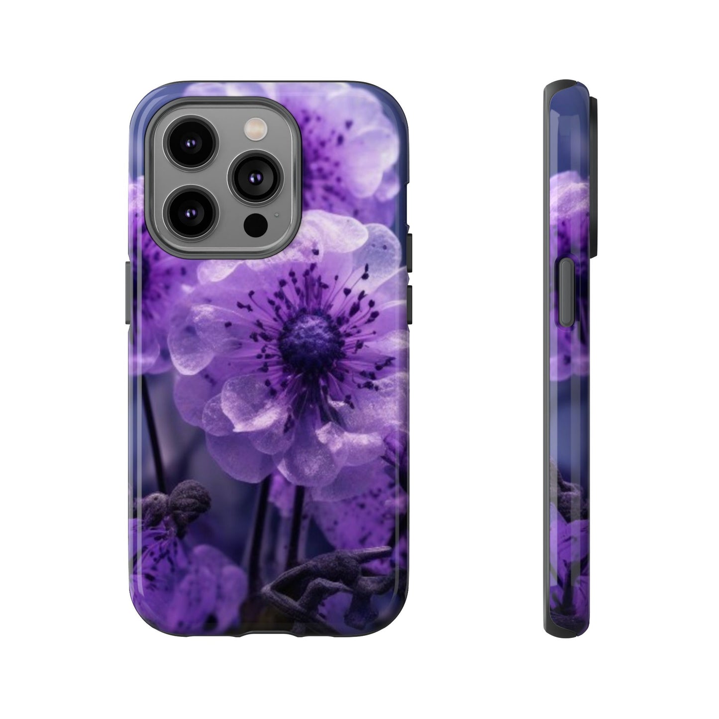 Purple Floral iPhone Case, Tough Cases for iPhone 17/16/15/14- Tough & Stylish Phone Protection. Gifts for her