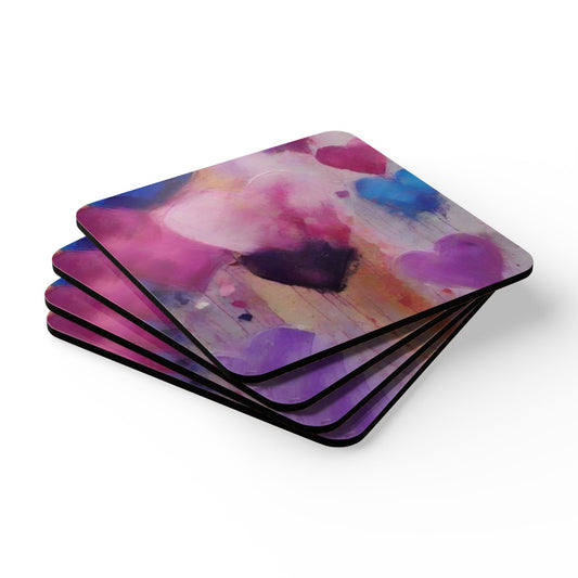 Designer Cork Coaster Set – High-Gloss Drink Coasters with Cork Backing (Set of 4)