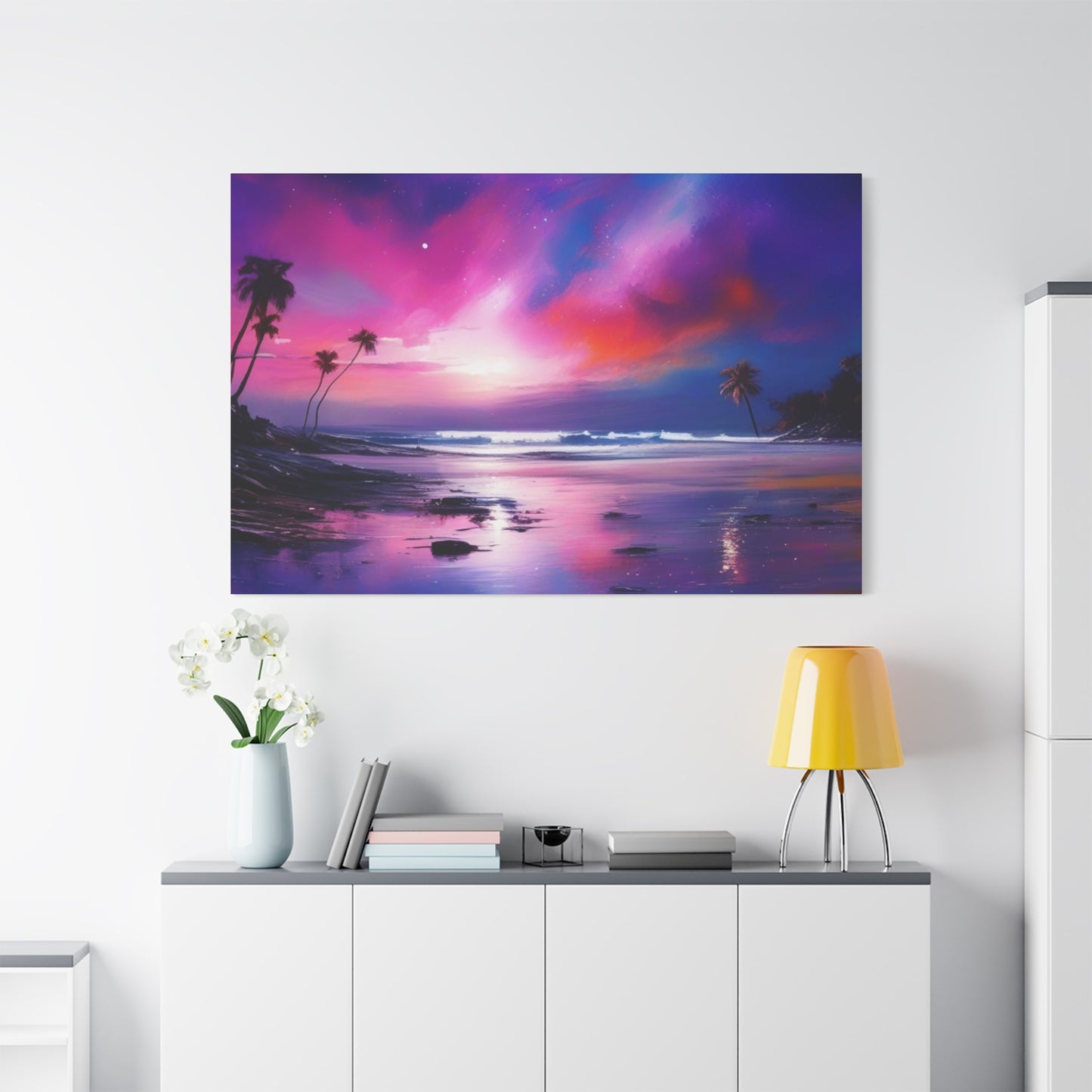 Abstract Art Canvas Print – Modern Wall Art, Digital Artwork, Matte Canvas, Ready to Hang, Home & Office Décor, Modern Wall Décor, Tropical Sunset Canvas Art - Vibrant Beach Landscape Wall Decor
