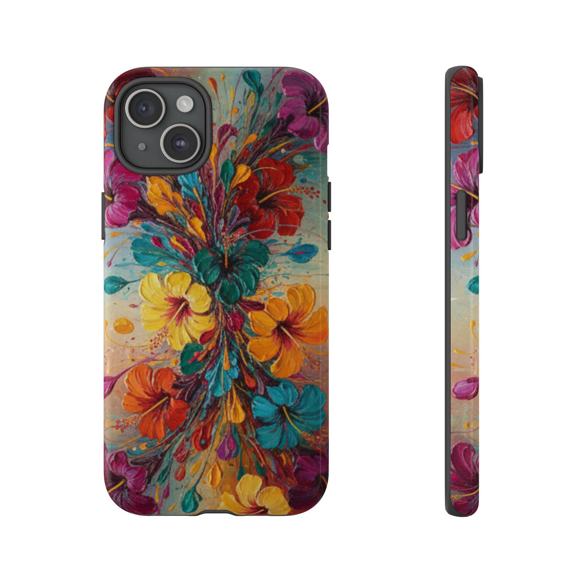 iPhone Tough Cases Phone Cases for iPhone 14\15\16\17\18 – Dual Layer, Matte/Glossy Finish, Wireless Charging Compatible. Floral Burst Tough Phone Case — Vibrant Flower Protective Case