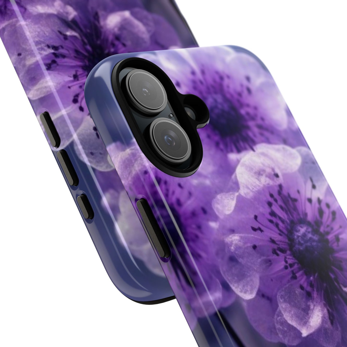 Purple Floral iPhone Case, Tough Cases for iPhone 17/16/15/14- Tough & Stylish Phone Protection. Gifts for her