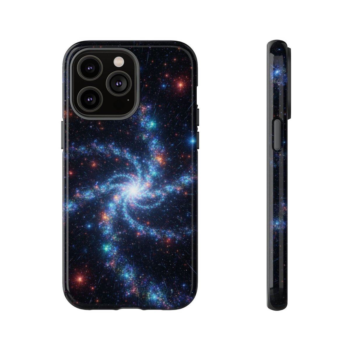 iPhone Tough Cases Phone Cases for iPhone 14\15\16\17\18 – Dual Layer, Matte/Glossy Finish, Wireless Charging Compatible. Galaxy Spiral Tough Phone Case — Cosmic Starfield Protective Cover for iPhone
