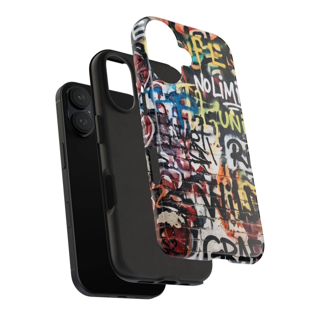 iPhone Tough Cases Phone Cases for iPhone 15\16\17\18 – Dual Layer, Matte/Glossy Finish, Wireless Charging Compatible. Graffiti Tough Phone Case