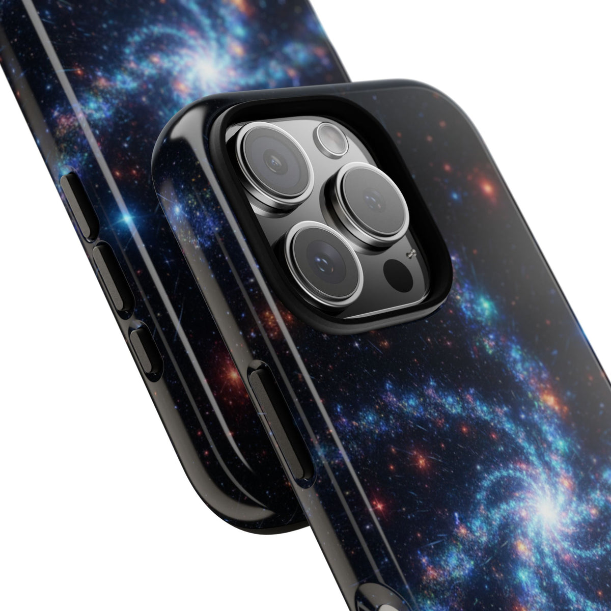 iPhone Tough Cases Phone Cases for iPhone 14\15\16\17\18 – Dual Layer, Matte/Glossy Finish, Wireless Charging Compatible. Galaxy Spiral Tough Phone Case — Cosmic Starfield Protective Cover for iPhone