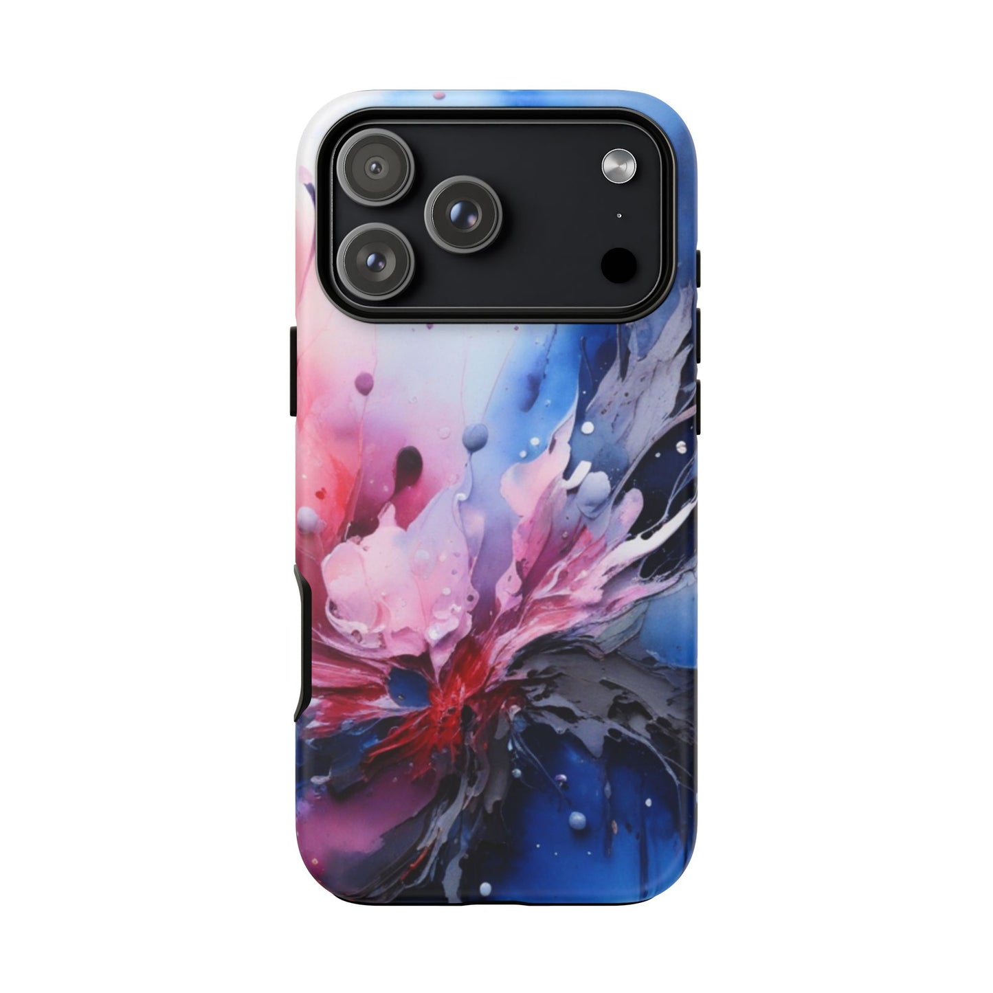 Tough Case — Abstract Pink & Blue Phone Case. iPhone Tough Cases Phone Cases for iPhone 17/16/15/14 – Dual Layer, Matte/Glossy Finish, Wireless Charging Compatible