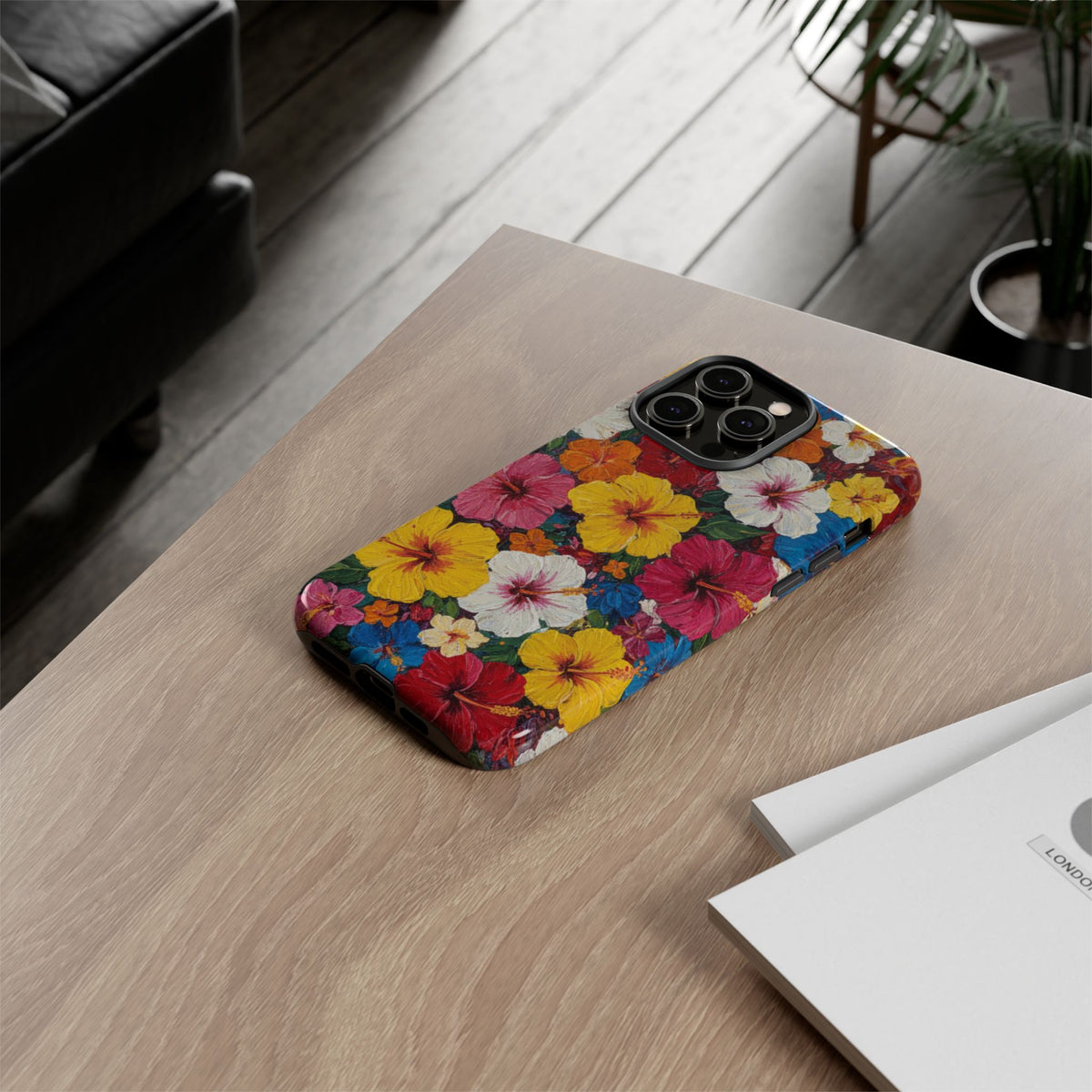 iPhone Tough Cases Phone Cases for iPhone 14\15\16\17 – Dual Layer, Matte/Glossy Finish, Wireless Charging CompatibleFloral Hibiscus Tough Phone Case — Bright Tropical Protection