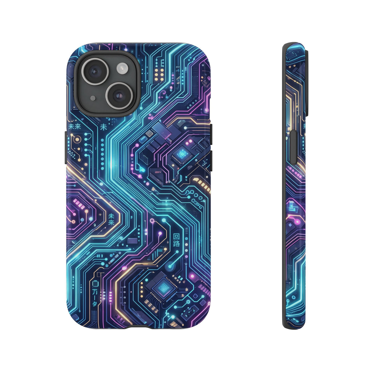 iPhone Tough Cases Phone Cases for iPhone 14\15\16\17\18 – Dual Layer, Matte/Glossy Finish, Wireless Charging Compatible. Tech Circuit Tough Phone Case.