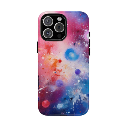 iPhone Tough Case Phone Case for iPhone 14\15\16 – Dual Layer, Matte/Glossy Finish, Wireless Charging Compatible, Galaxy-Themed Tough Phone Case – Vibrant Space Design for Audiophiles and Fashion Lovers
