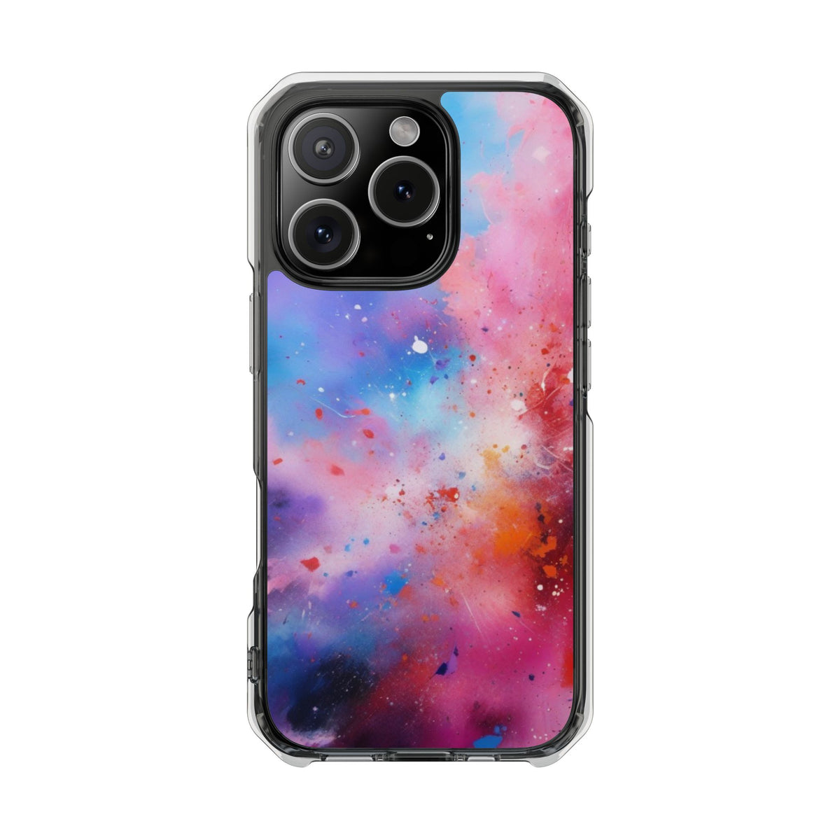 Magnetic Clear Impact Cases for iPhone 16/15/14, Colorful Nebula Design, Unique Gift for Phone Lovers,